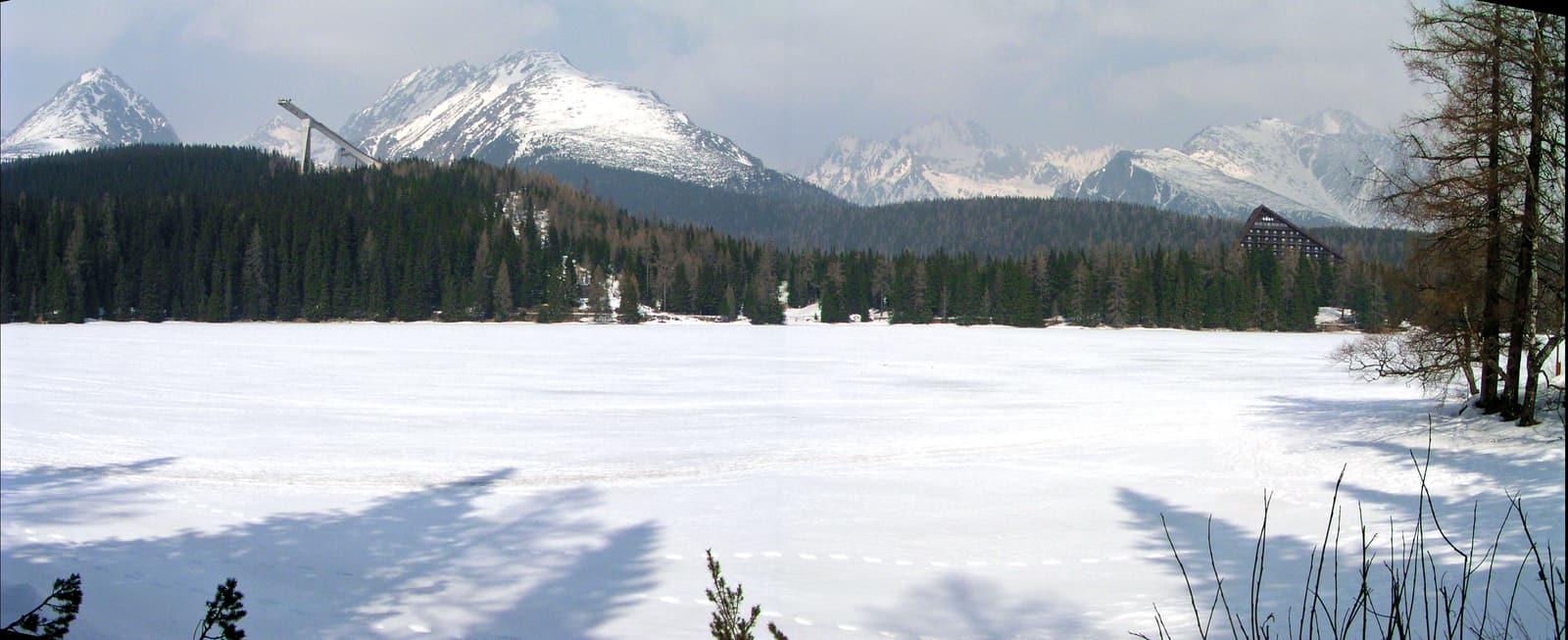 The frozen lake in winter