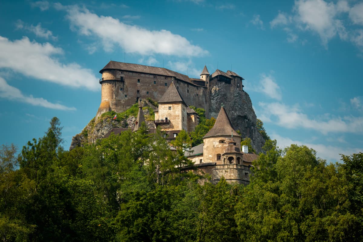 Orava Castle perched on its rock above the Orava river
